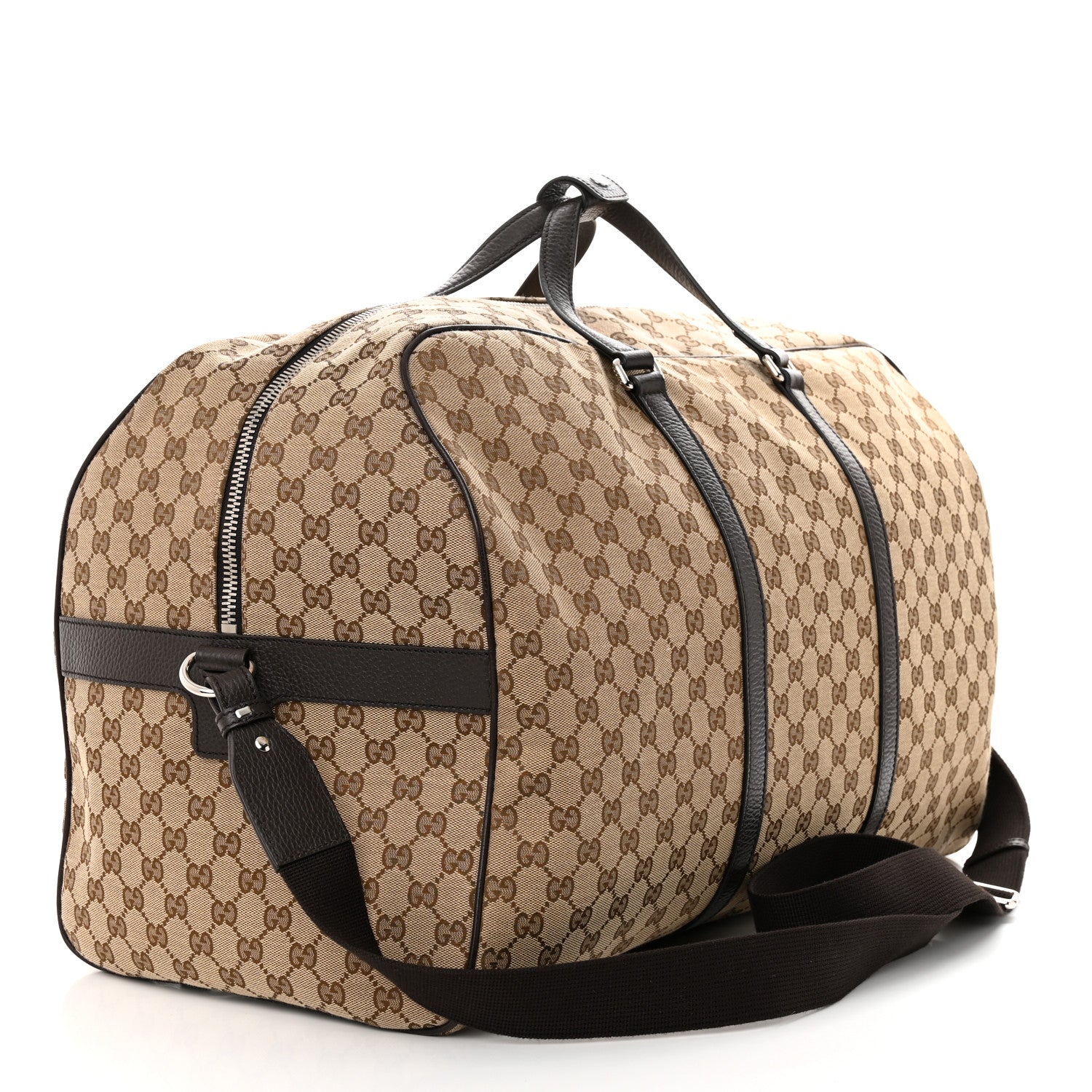 Gucci Monogram Dollar Calfskin Large Boston Duffle Bag Beige Ebony Testa di Moro Marrone Scuro 3 of 11