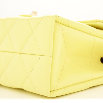 Chanel Caviar Quilted Retro Mini Twist Top Handle Clutch Flap Light Yellow 10 of 11