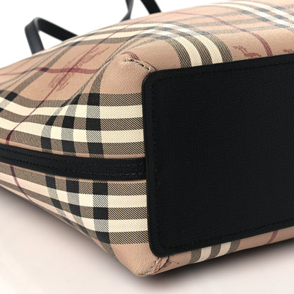 Burberry Grainy Calfskin Haymarket Check Small Reversible Tote Black 12 of 16