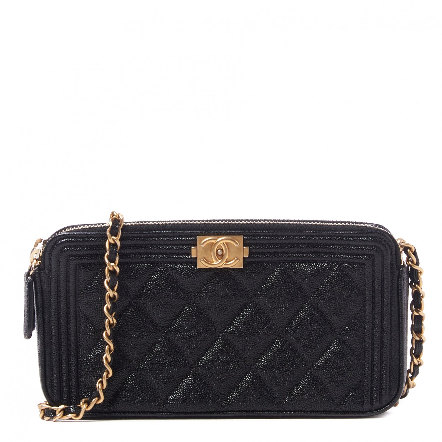 Chanel Caviar Quilted Small Boy Clutch With Chain Black 1 of 11