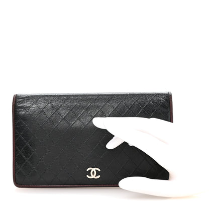 Chanel Goatskin Diamond Embossed Yen Wallet Dark Navy Blue 2 of 10