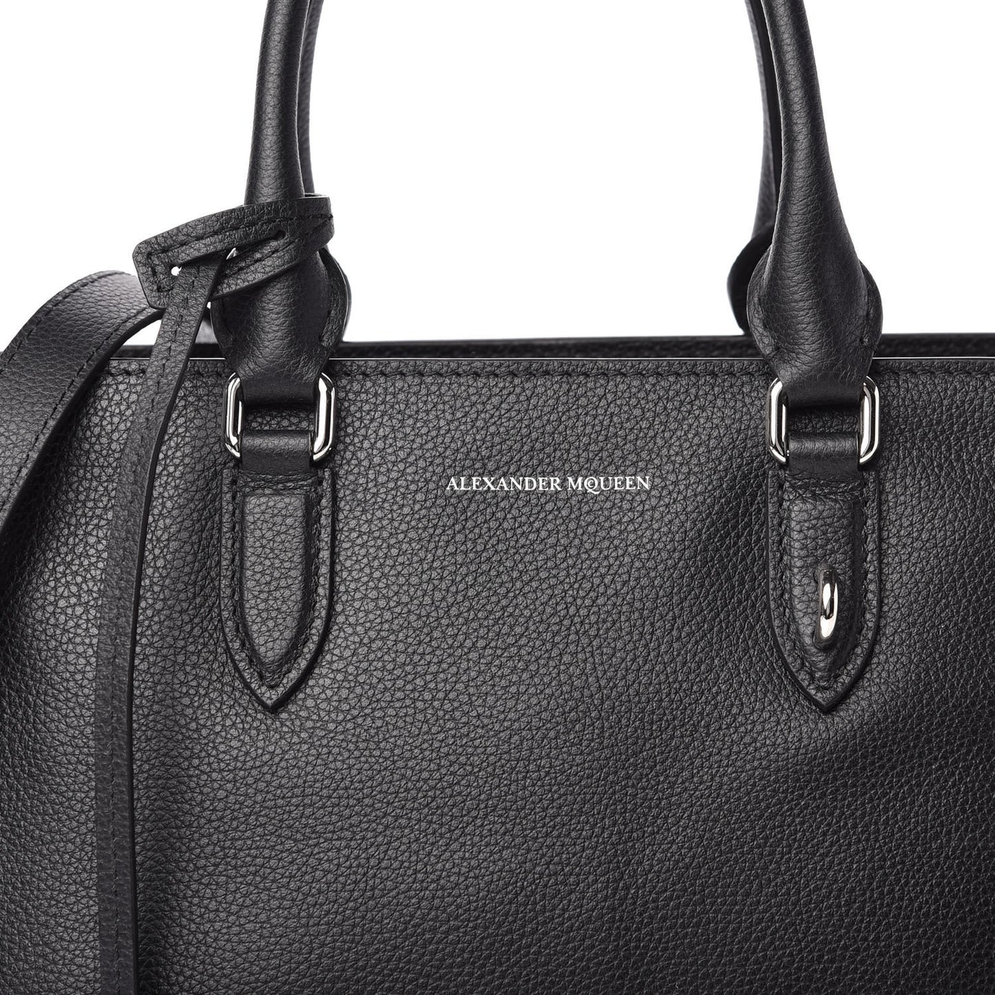Pebbled Calfskin Small Skull Padlock Zip Around Tote Black