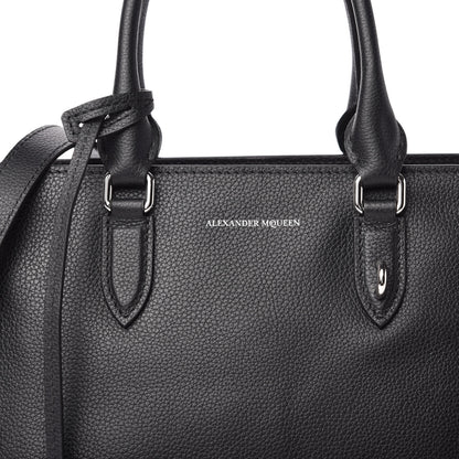 Alexander McQueen Pebbled Calfskin Small Skull Padlock Zip Around Tote Black 10 of 10