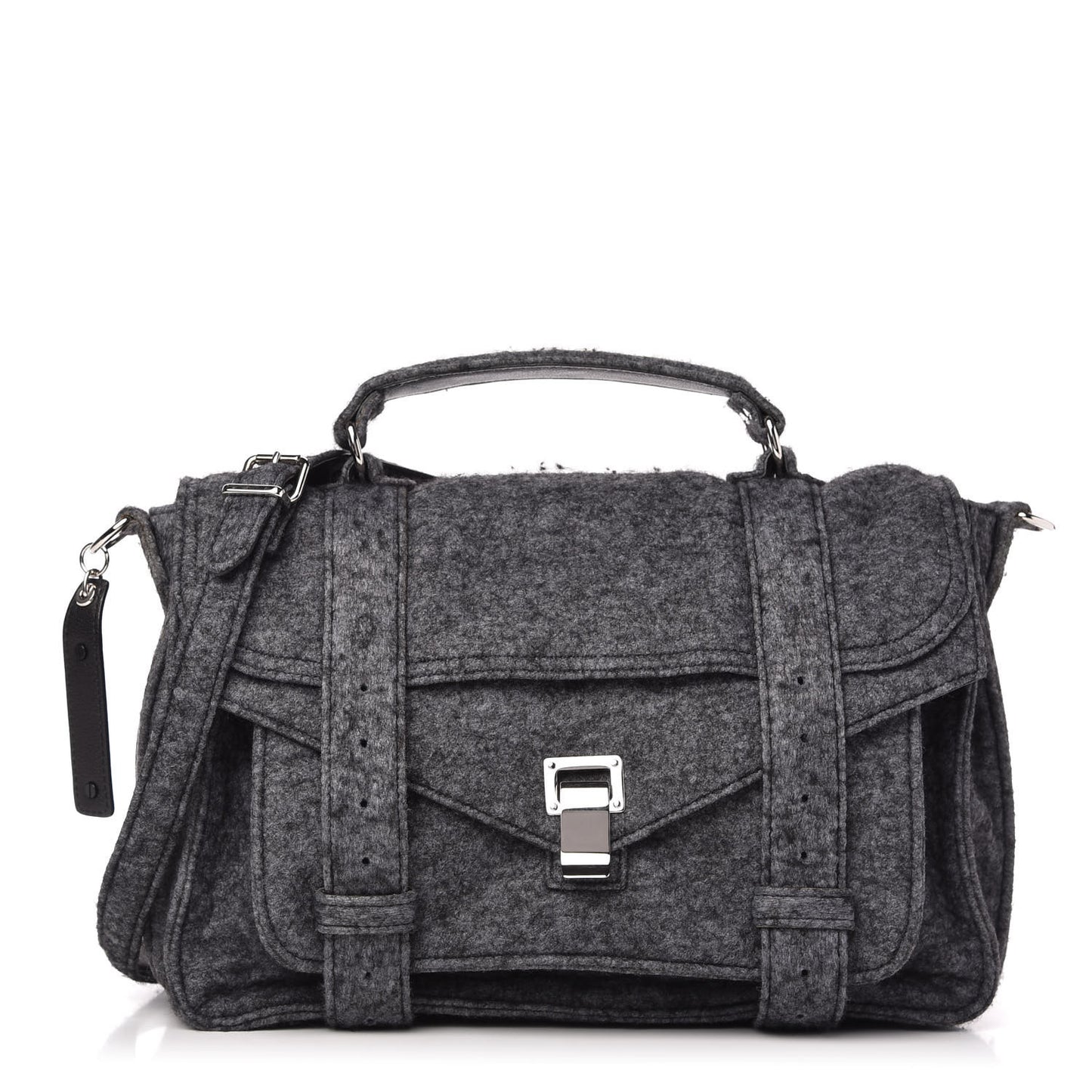 Melange Felted Wool Medium PS1 Satchel Charcoal Black