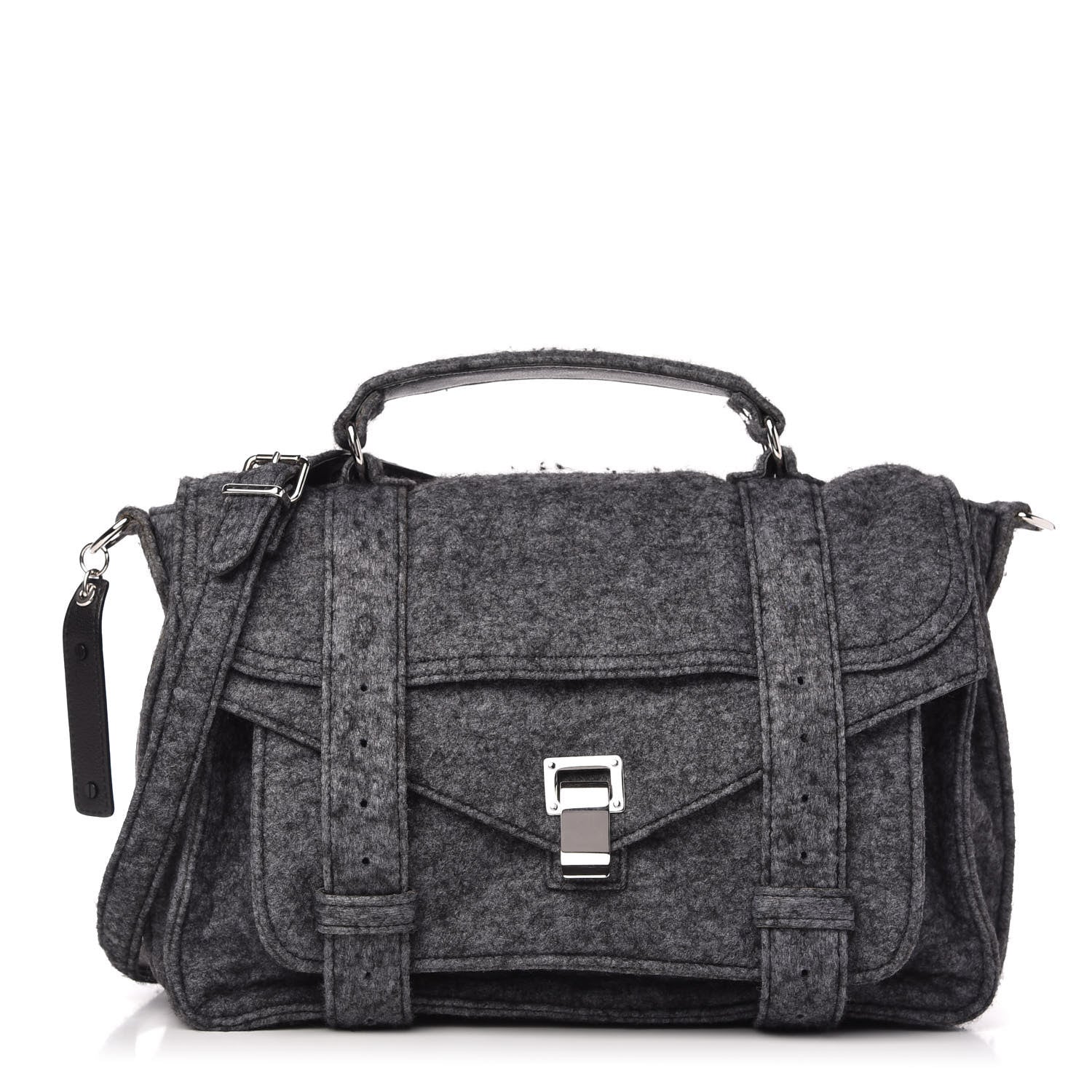 Proenza Schouler Melange Felted Wool Medium PS1 Satchel Charcoal Black 1 of 9