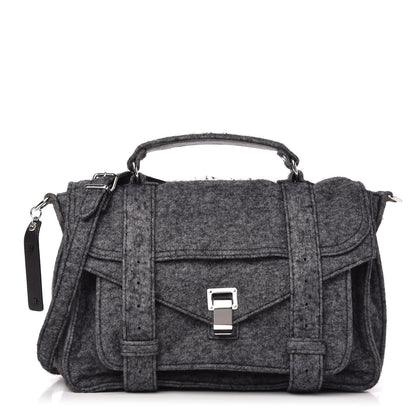 Proenza Schouler Melange Felted Wool Medium PS1 Satchel Charcoal Black 1 of 9