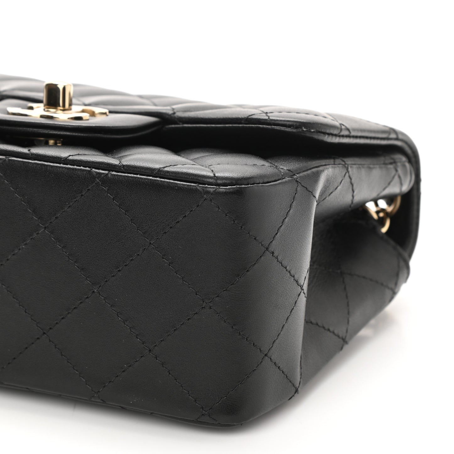 Lambskin Quilted Mini Square Flap Black