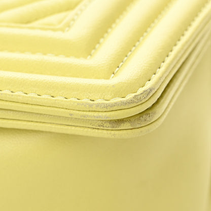Chanel Wrinkled Lambskin Chevron Medium Boy Flap Yellow 11 of 12