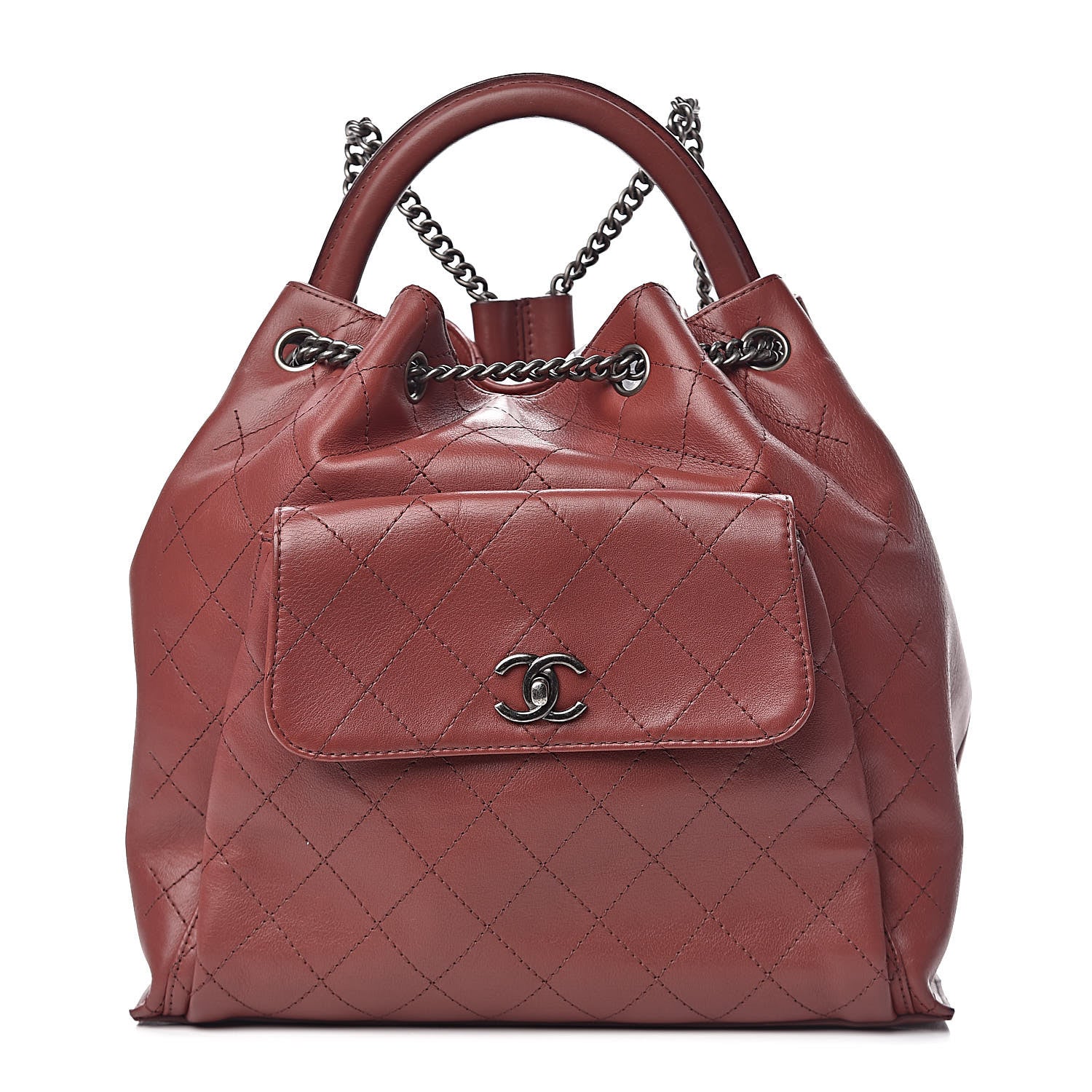 Chanel Calfskin Stitched Large Urban Luxury Drawstring Backpack Red 1 of 10