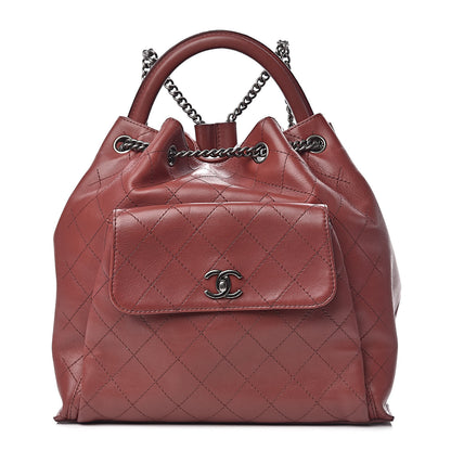 Chanel Calfskin Stitched Large Urban Luxury Drawstring Backpack Red 1 of 10