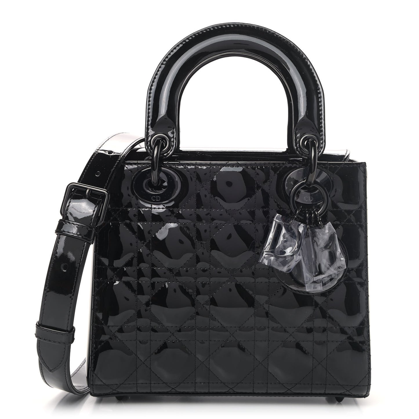 Patent Cannage Small Lady Dior Black