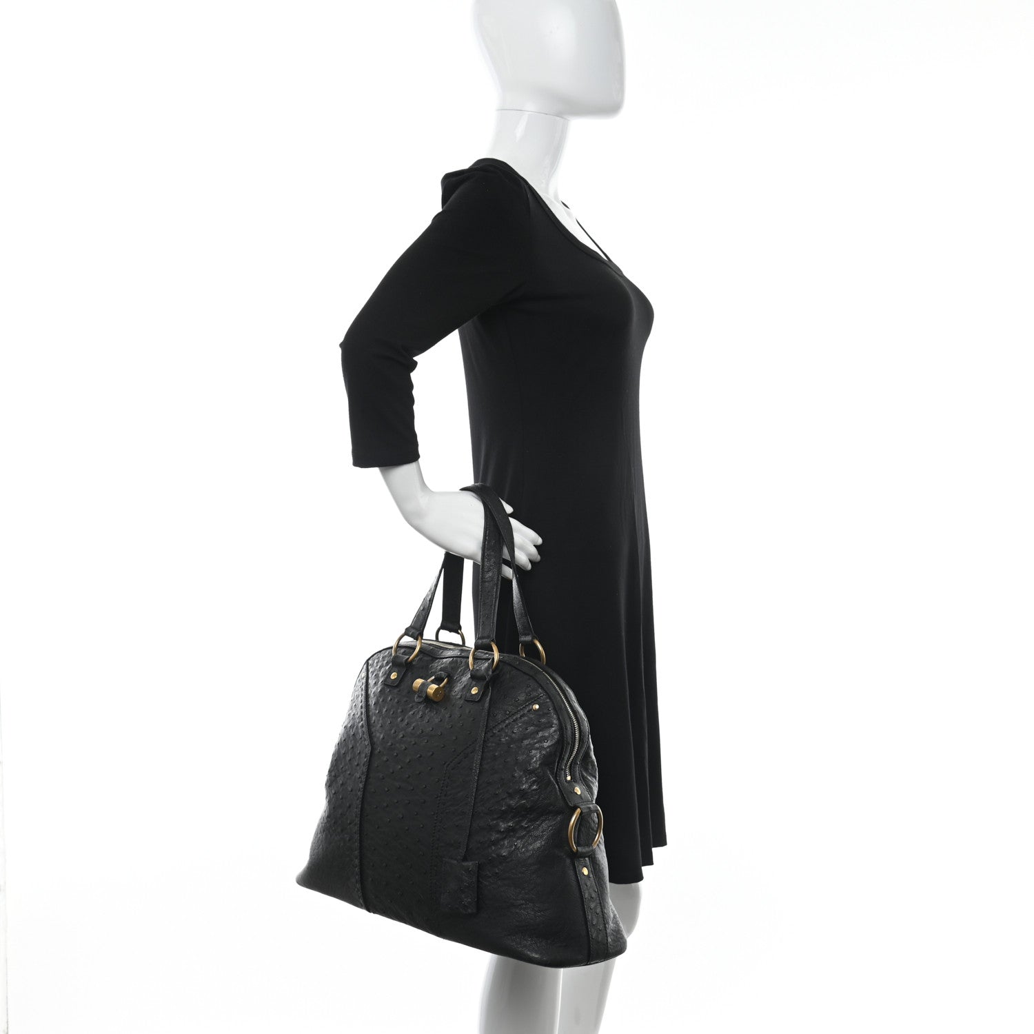 Saint Laurent Ostrich Muse Messenger Bag Black 2 of 13
