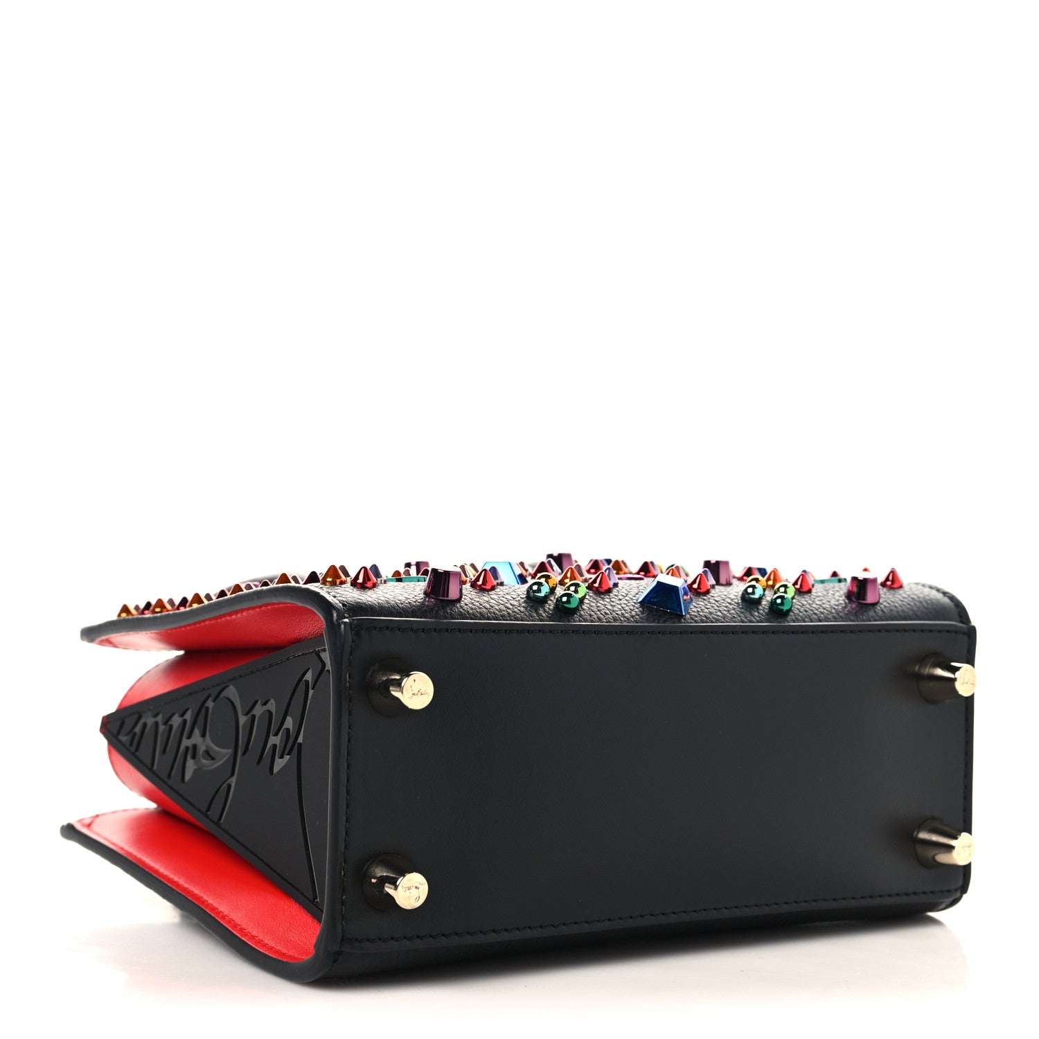 Christian Louboutin Calfskin Spikes Loubinthesky Mini Paloma Black Multicolor 4 of 9