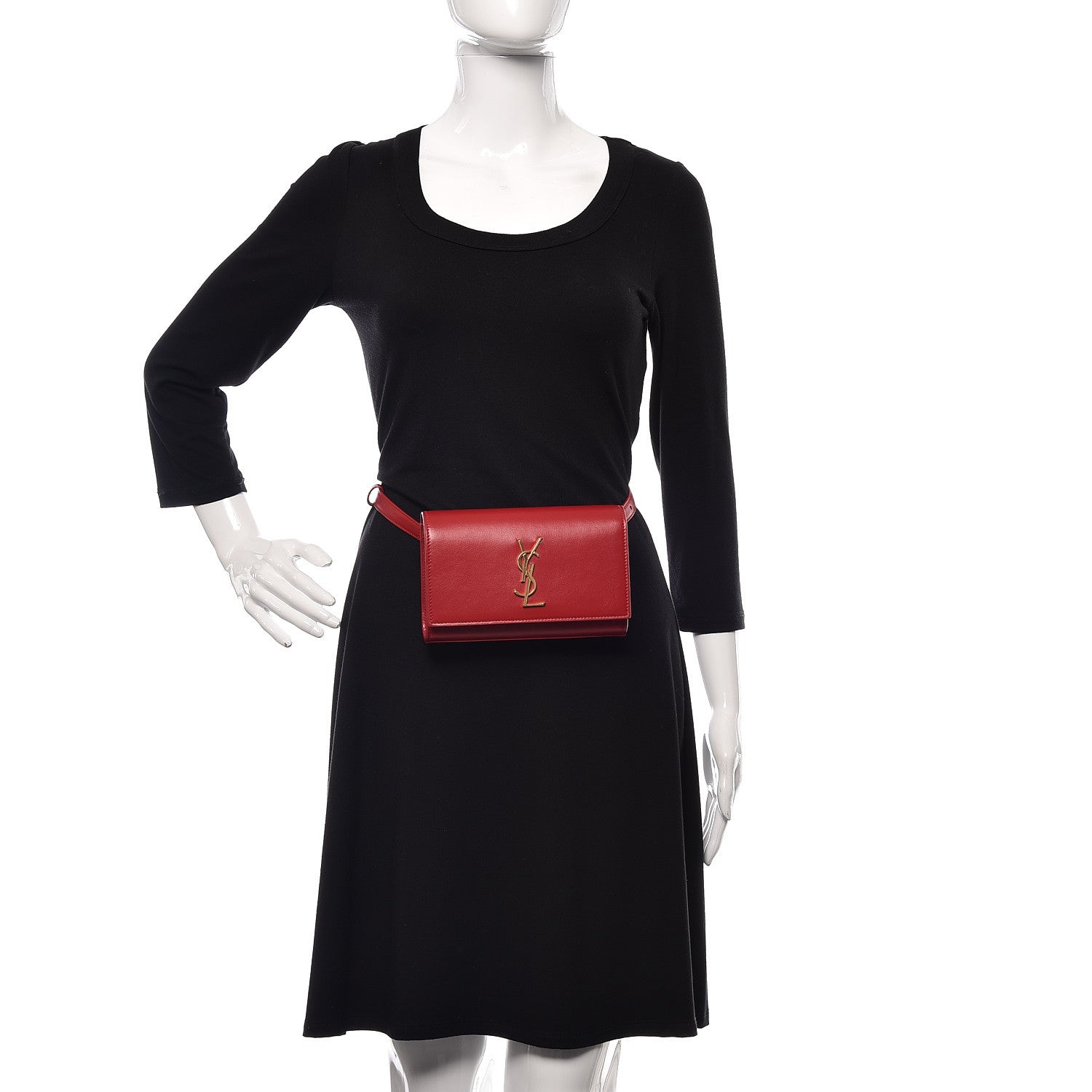 Saint Laurent Smooth Calfskin Monogram Kate Belt Bag Red 2 of 9
