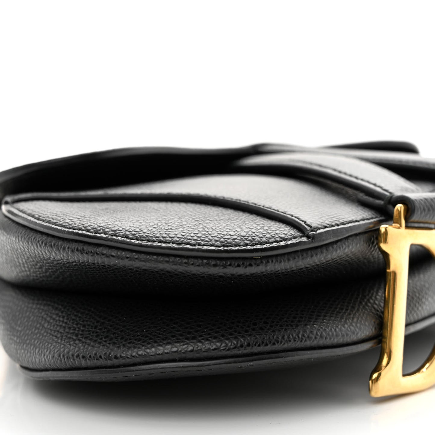 Grained Calfskin Mini Saddle Bag Black