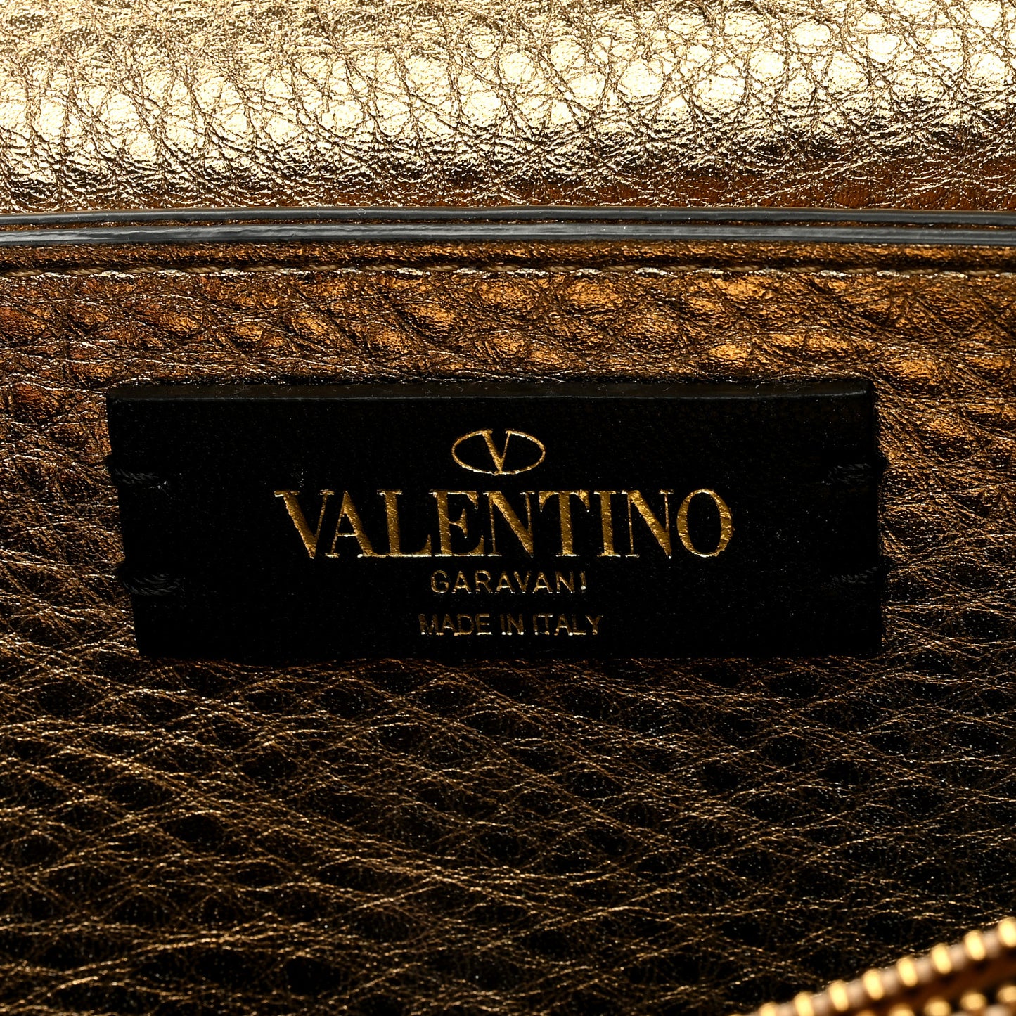 Pebbled Calfskin Rockstud Flap Wallet On Chain Soft Gold