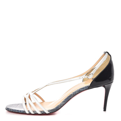 Christian Louboutin Patent Strappy 70 Sandals 40.5 Black Latte 1 of 13