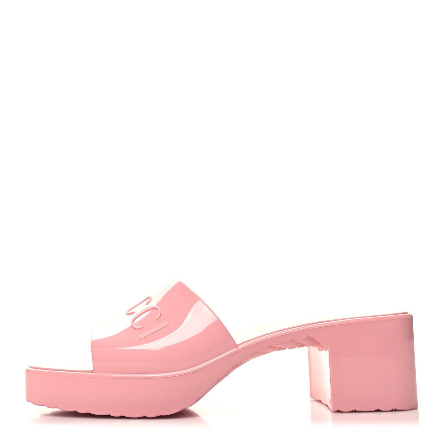 Rubber Gucci Logo Womens Platform 20/60mm Slide Sandals 40 Wild Rose