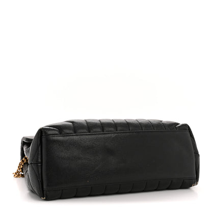 Saint Laurent Grain de Poudre Calfskin Y Quilted Monogram Medium Loulou Chain Satchel Black 4 of 14