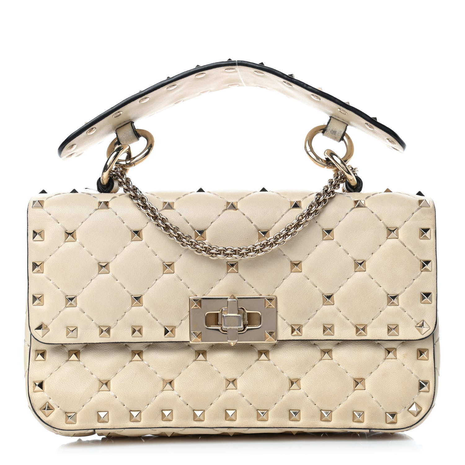 Valentino Garavani Lambskin Small Rockstud Spike Shoulder Bag White 1 of 5