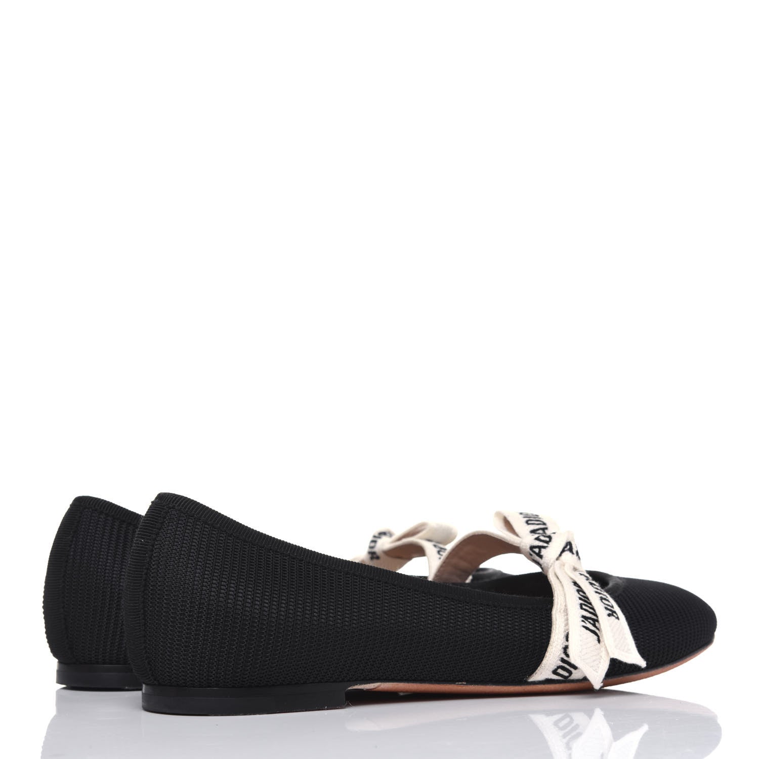 Christian Dior Fabric Ribbon Embroidered J'Adior Ballet Flats 36.5 Black 4 of 11