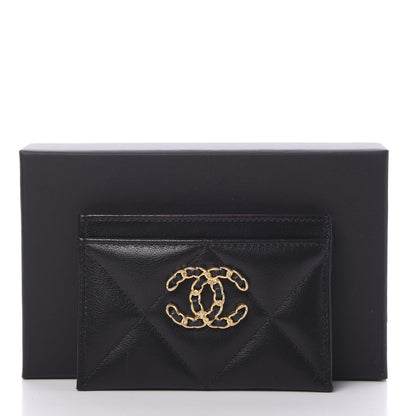 Chanel Shiny Goatskin Quilted Chanel 19 Card Holder Black 8 of 8