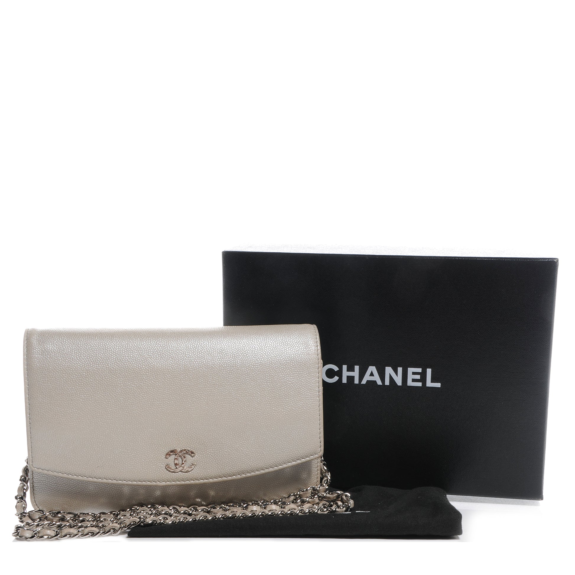 Chanel Caviar Sevruga Wallet on Chain WOC Pearl 4 of 17