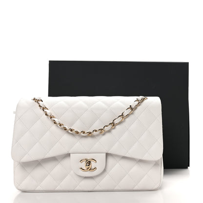 Chanel Caviar Quilted Jumbo Double Flap White 11 of 11