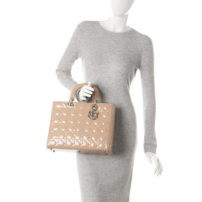 Christian Dior Patent Cannage Large Lady Dior Beige 2 of 7
