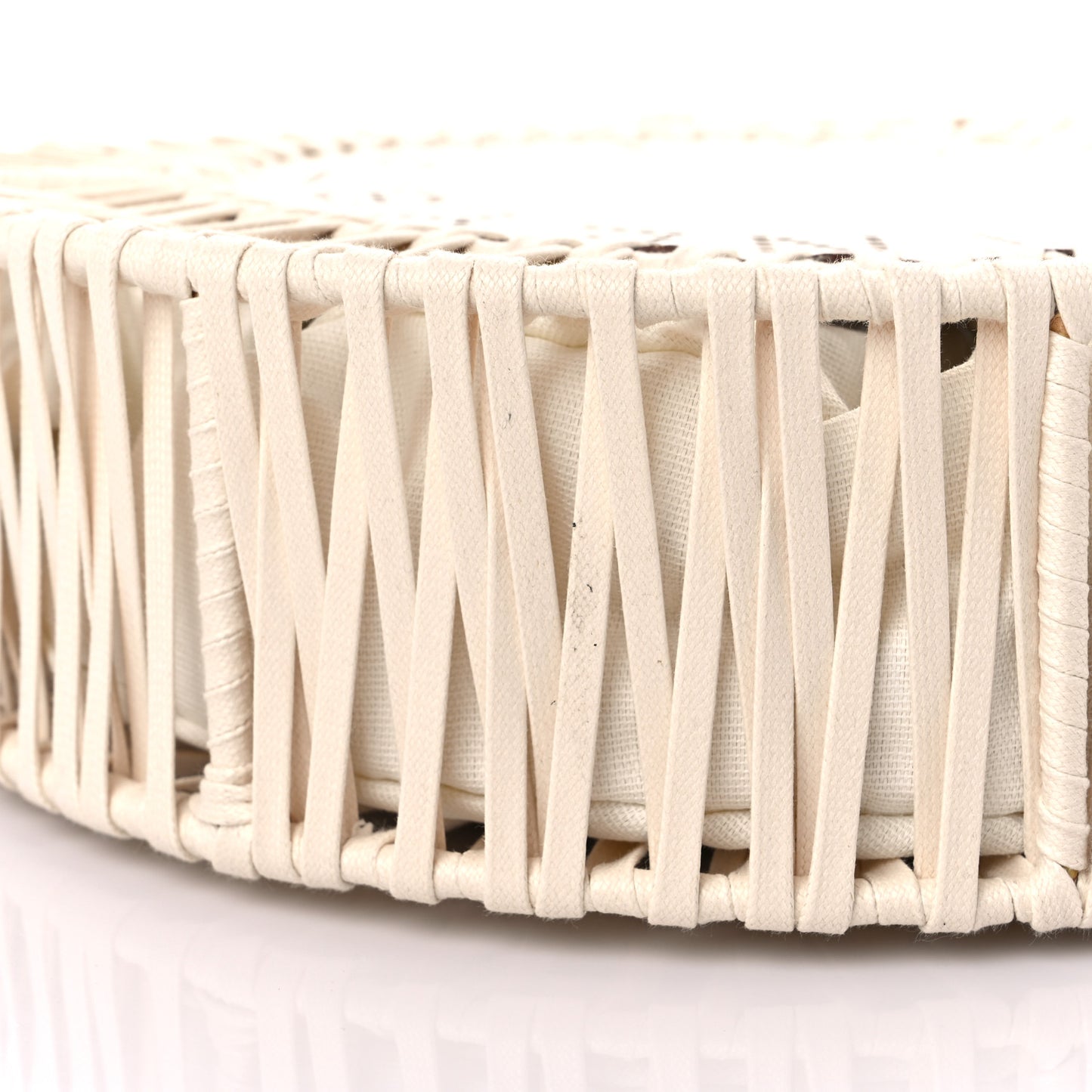 Raffia Eco Alter Nappa Perforated Logo Round Crossbody Bag Natural