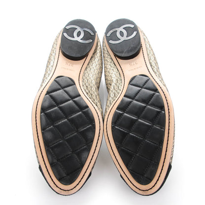 Chanel Metallic Lace Cap Toe Ballerina Flats 37.5 Black Gold 5 of 9