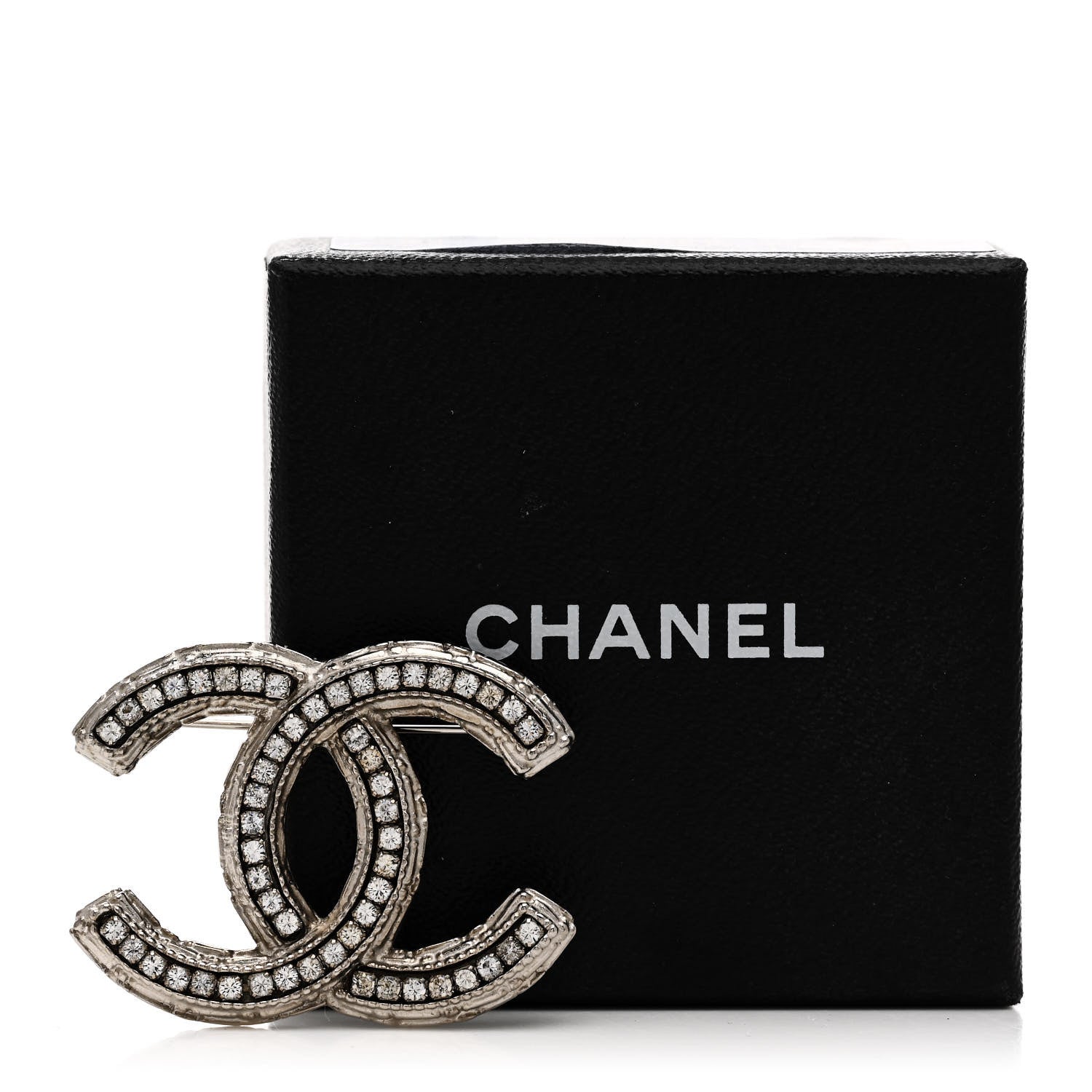 Chanel Crystal CC Brooch Silver 5 of 5