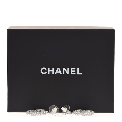 Chanel Baguette Crystal CC Drop Earrings Silver 4 of 4