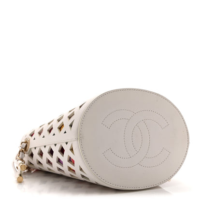 Chanel Lambskin Sea Through Bucket Drawstring Bag White Multicolor 5 of 14