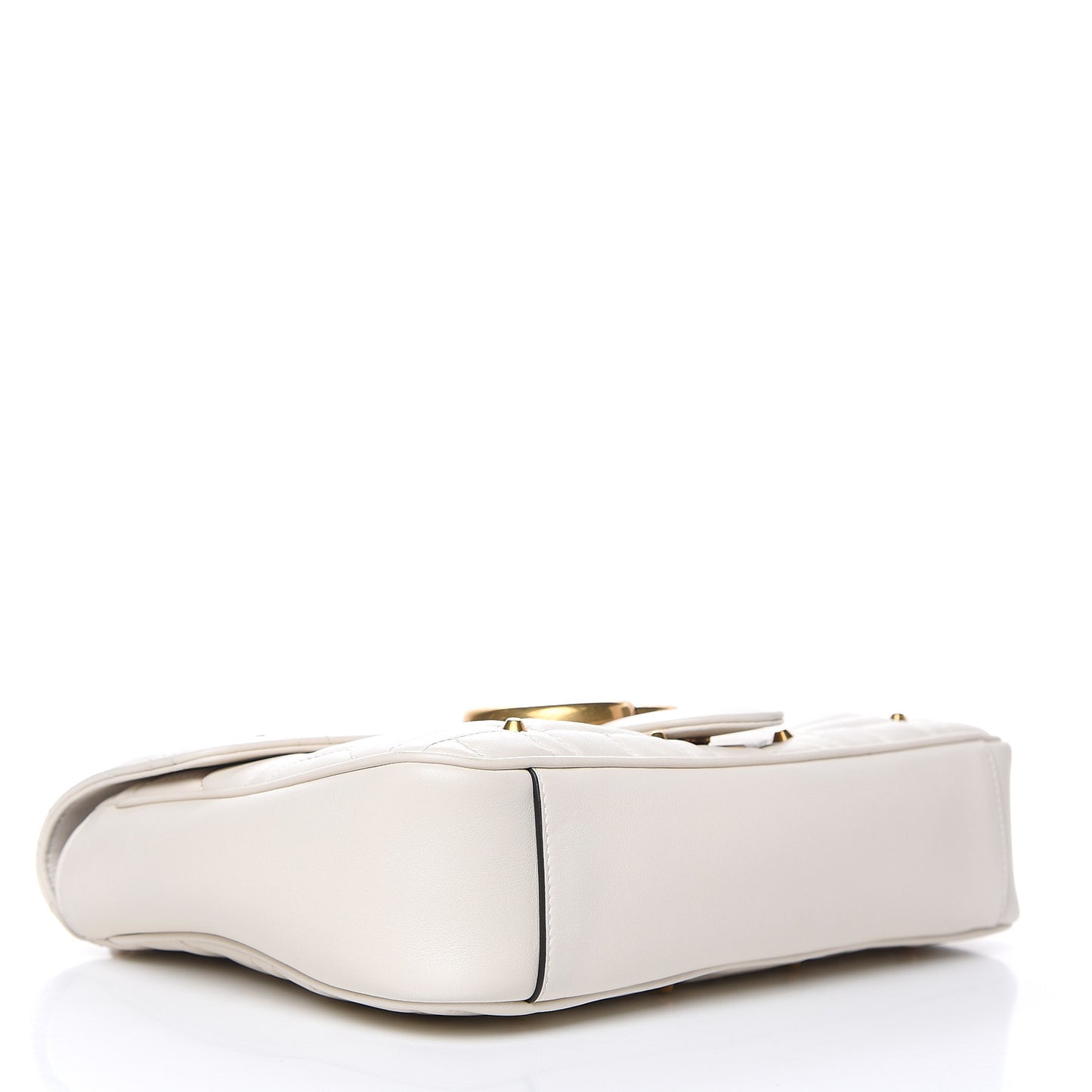 Calfskin Matelasse Studded Medium GG Marmont Shoulder Bag White