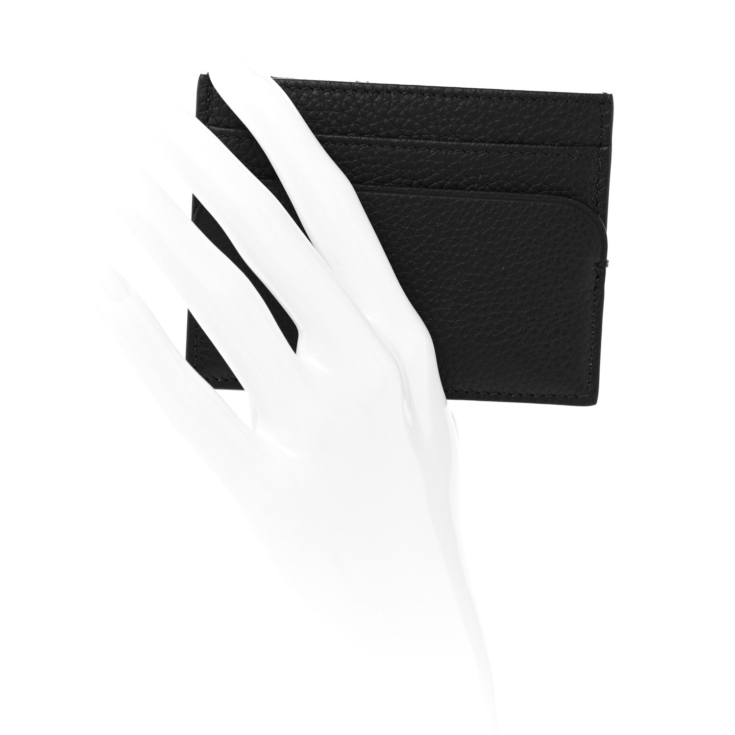 Christian Dior Grained Calfskin Logo Card Holder Black 2 of 7