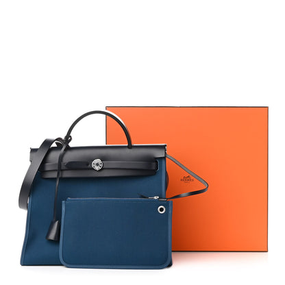 Hermes Military Toile Vache Hunter Herbag Zip PM 31 Deep Bleu Bleu Indigo 10 of 10