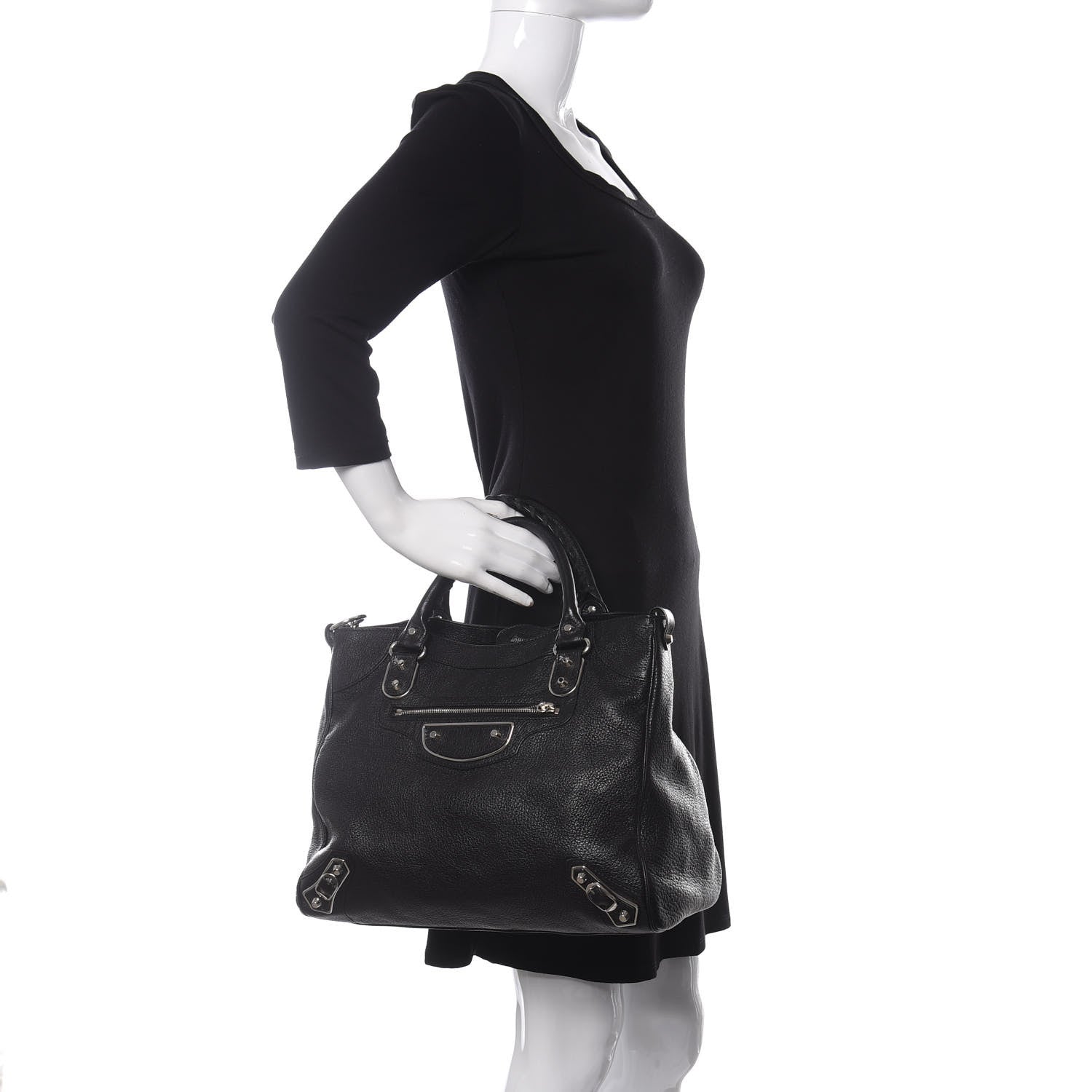 Balenciaga Chevre Silver Metallic Edge Hardware Velo Black 2 of 10