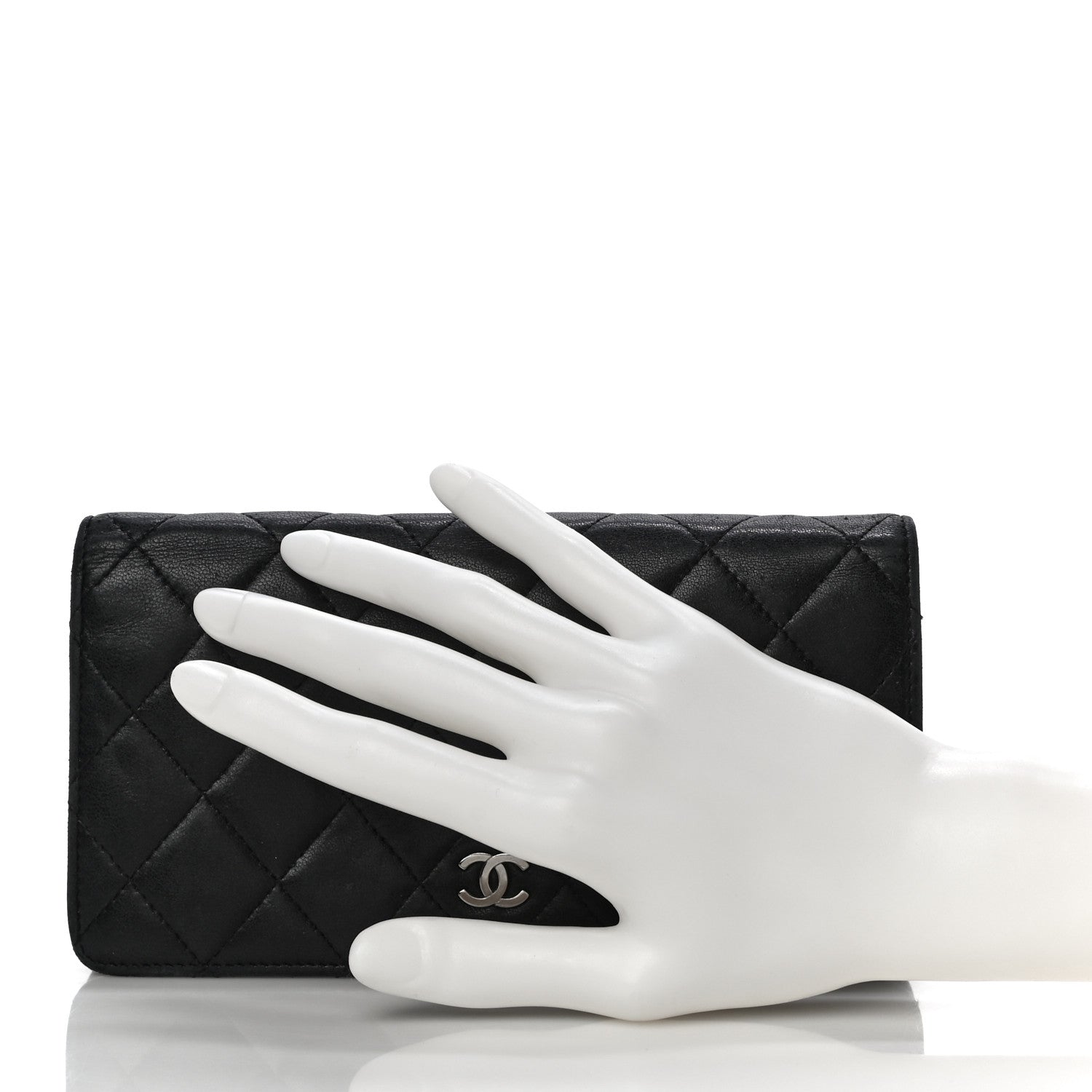 Chanel Lambskin Quilted Yen Wallet Black 2 of 14