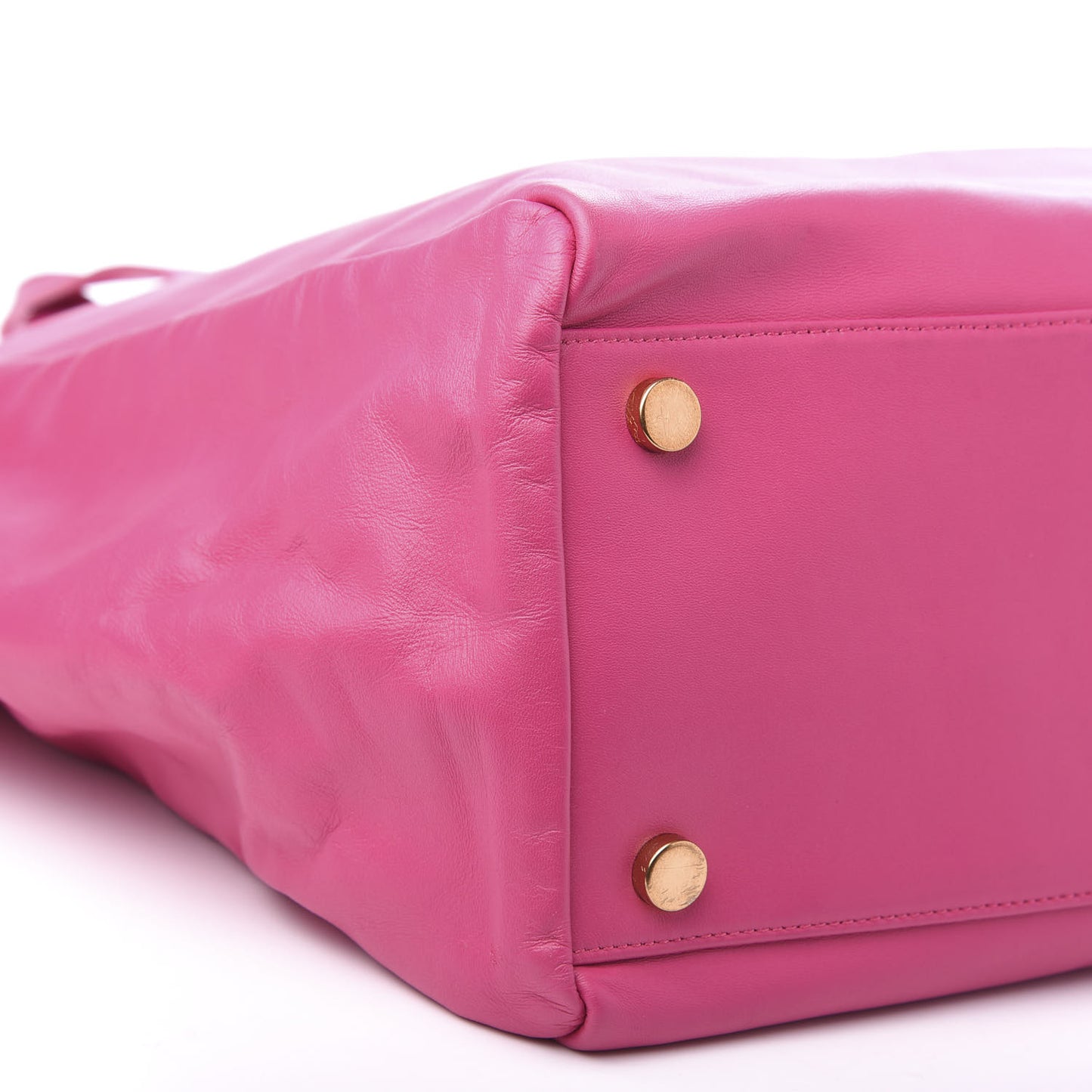 Calfskin Suede Reversible East West Shopper Tote Fuchsia