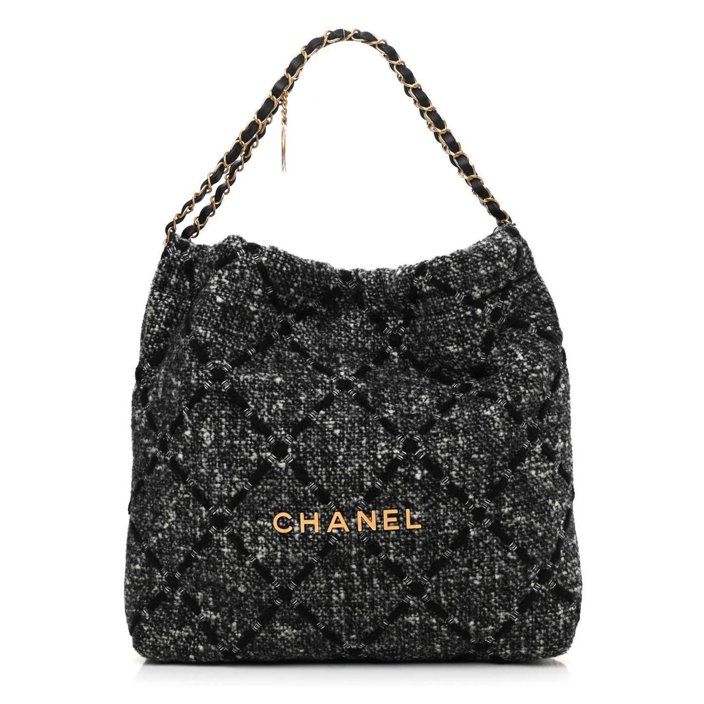 Tweed Quilted Chanel 22 Black Ecru