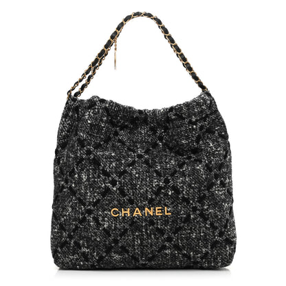 Chanel Tweed Quilted Chanel 22 Black Ecru 3 of 10