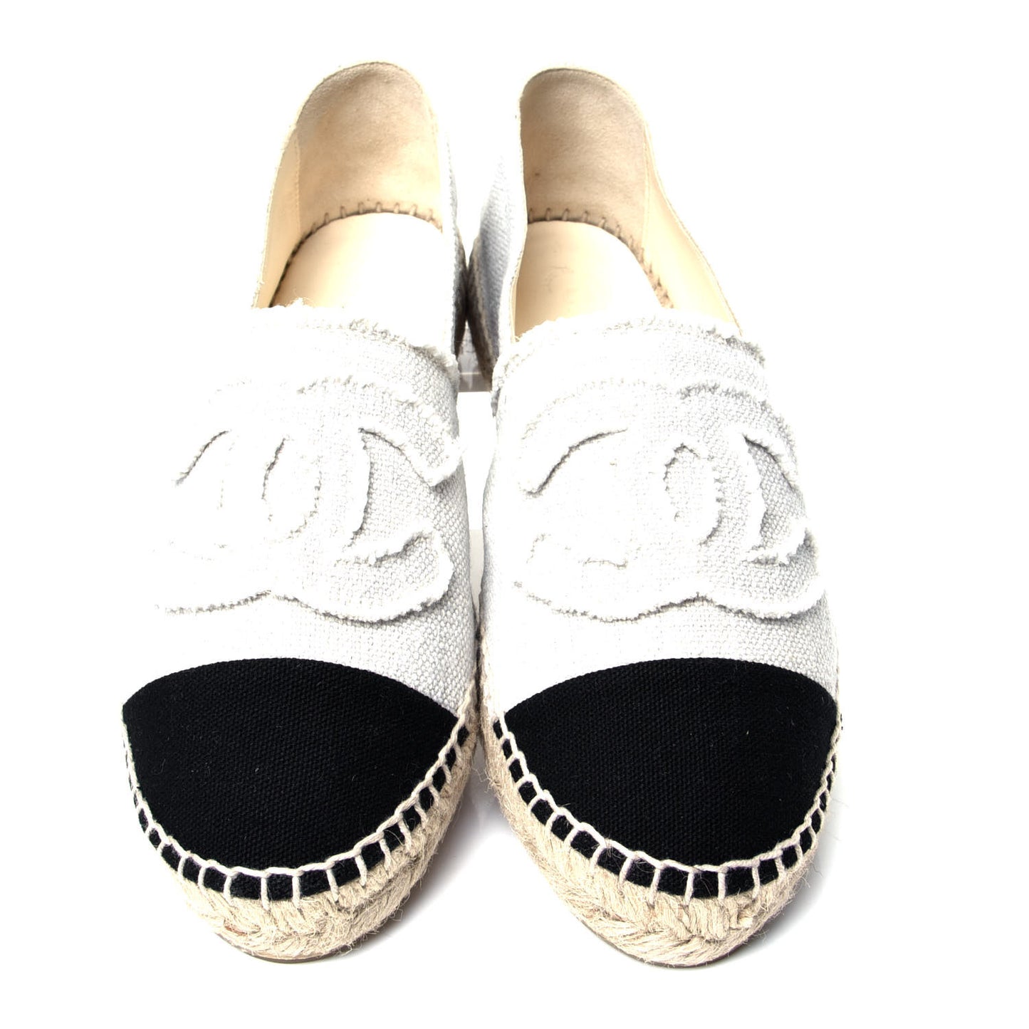Linen CC Espadrilles 39 White Black