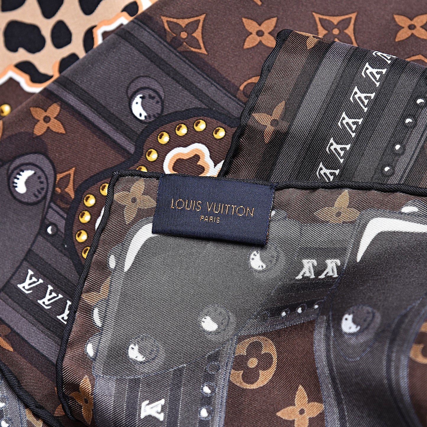 Silk Monogram LV World Square Scarf Brown