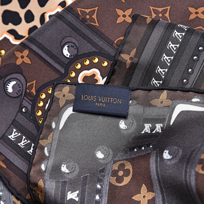 Louis Vuitton Silk Monogram LV World Square Scarf Brown 3 of 4
