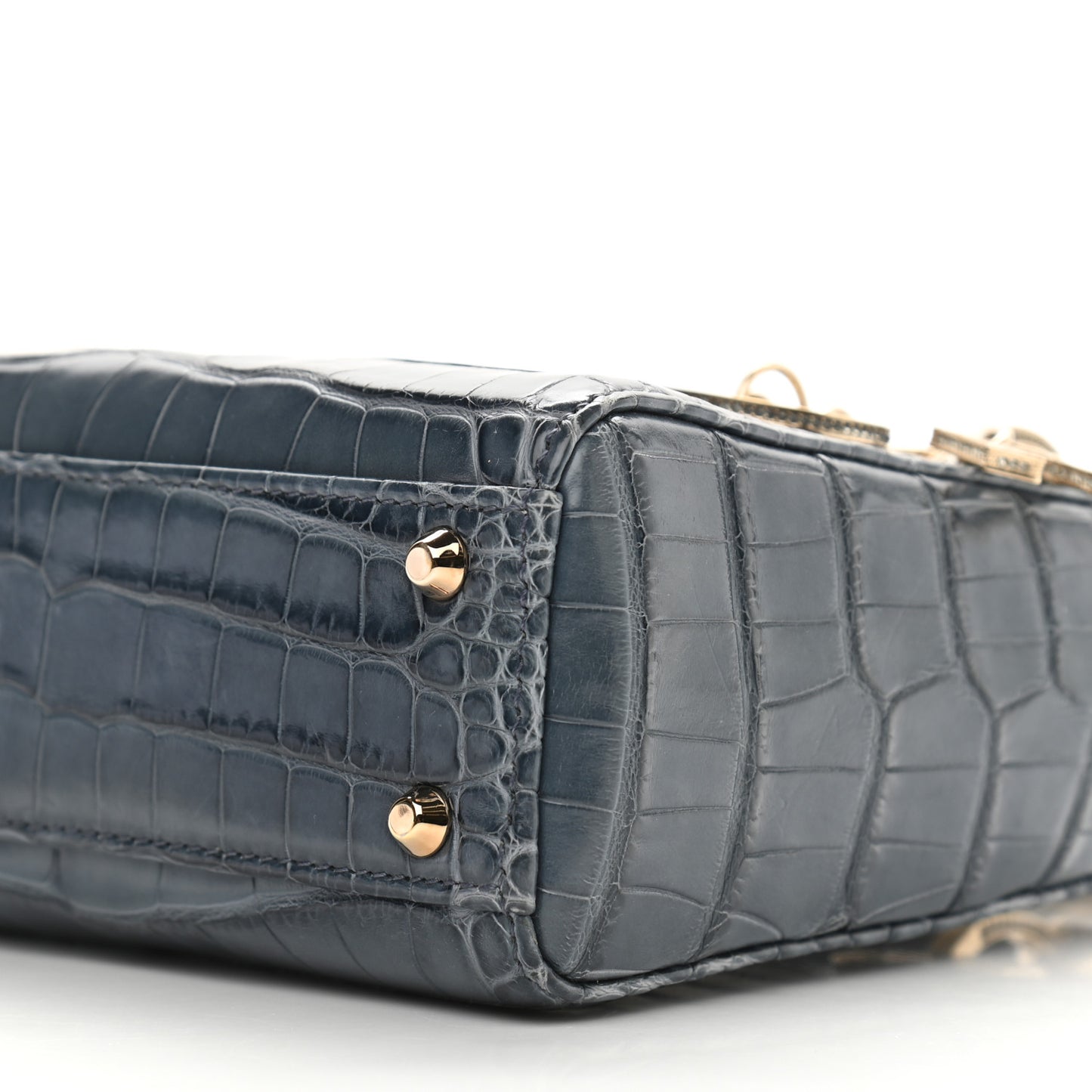 Alligator Crystal Mini Lady Dior Blue
