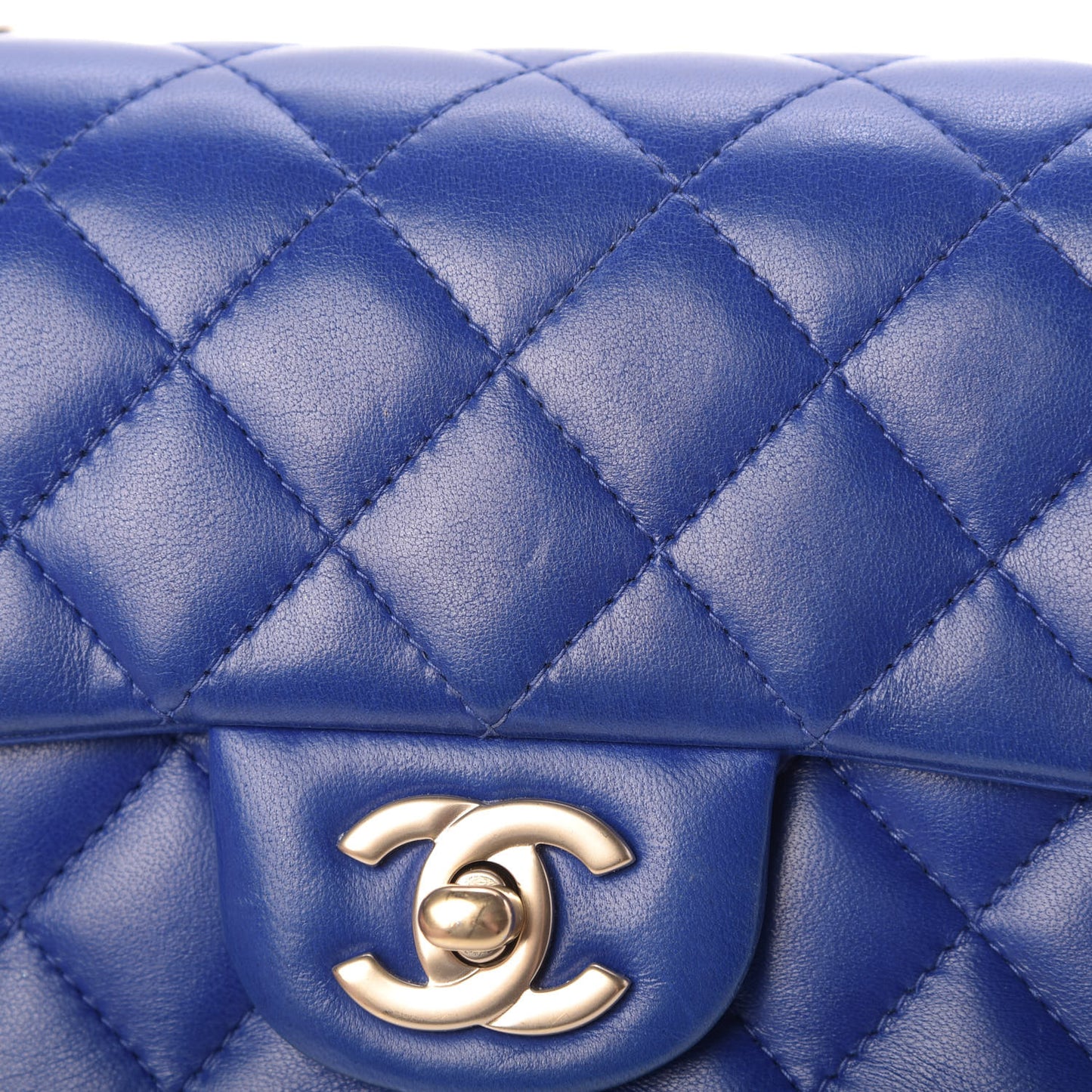 Lambskin Quilted Mini Rectangular Flap Royal Blue