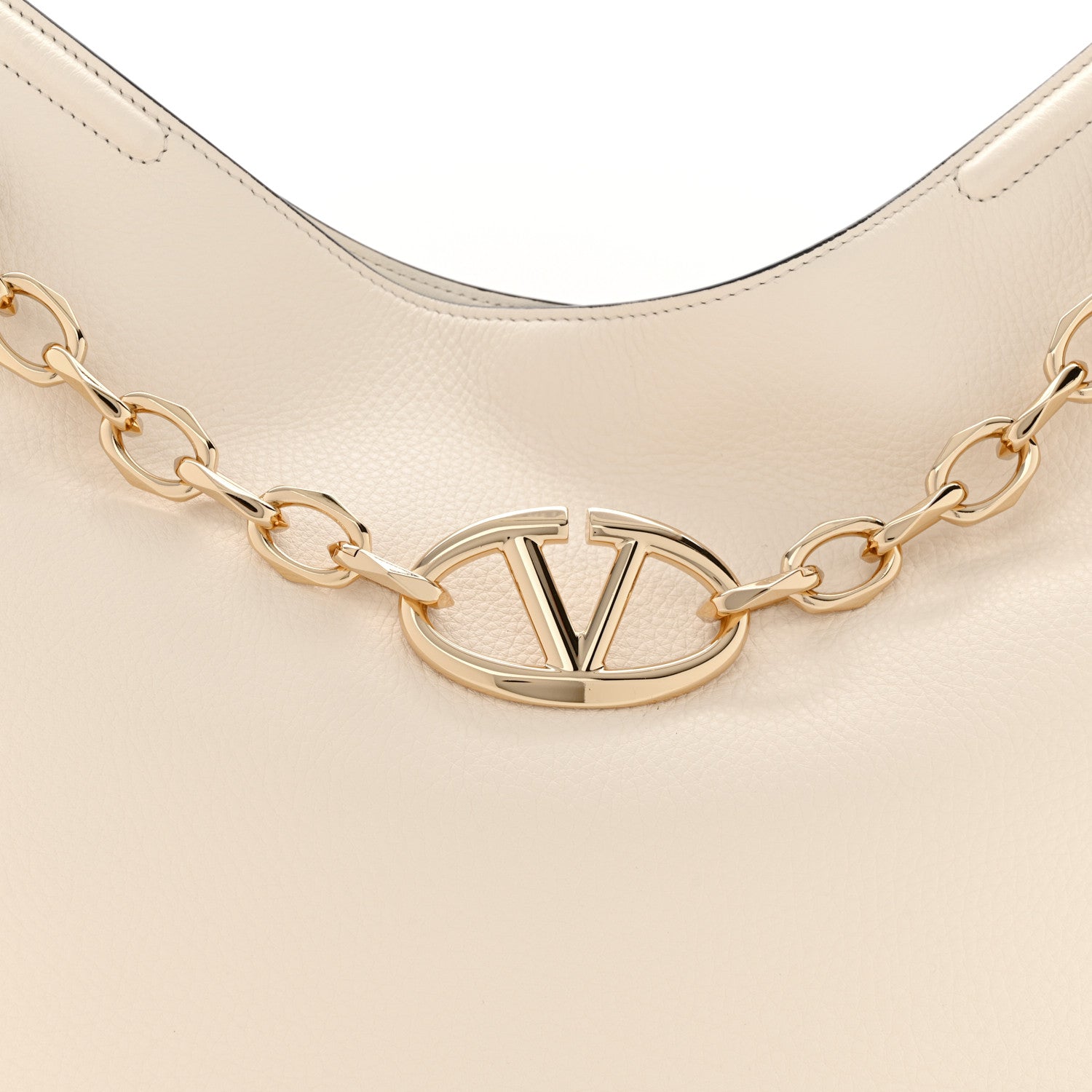 Valentino Garavani Nappa Maxi Vlogo Gate Hobo Bag Ivory 8 of 10