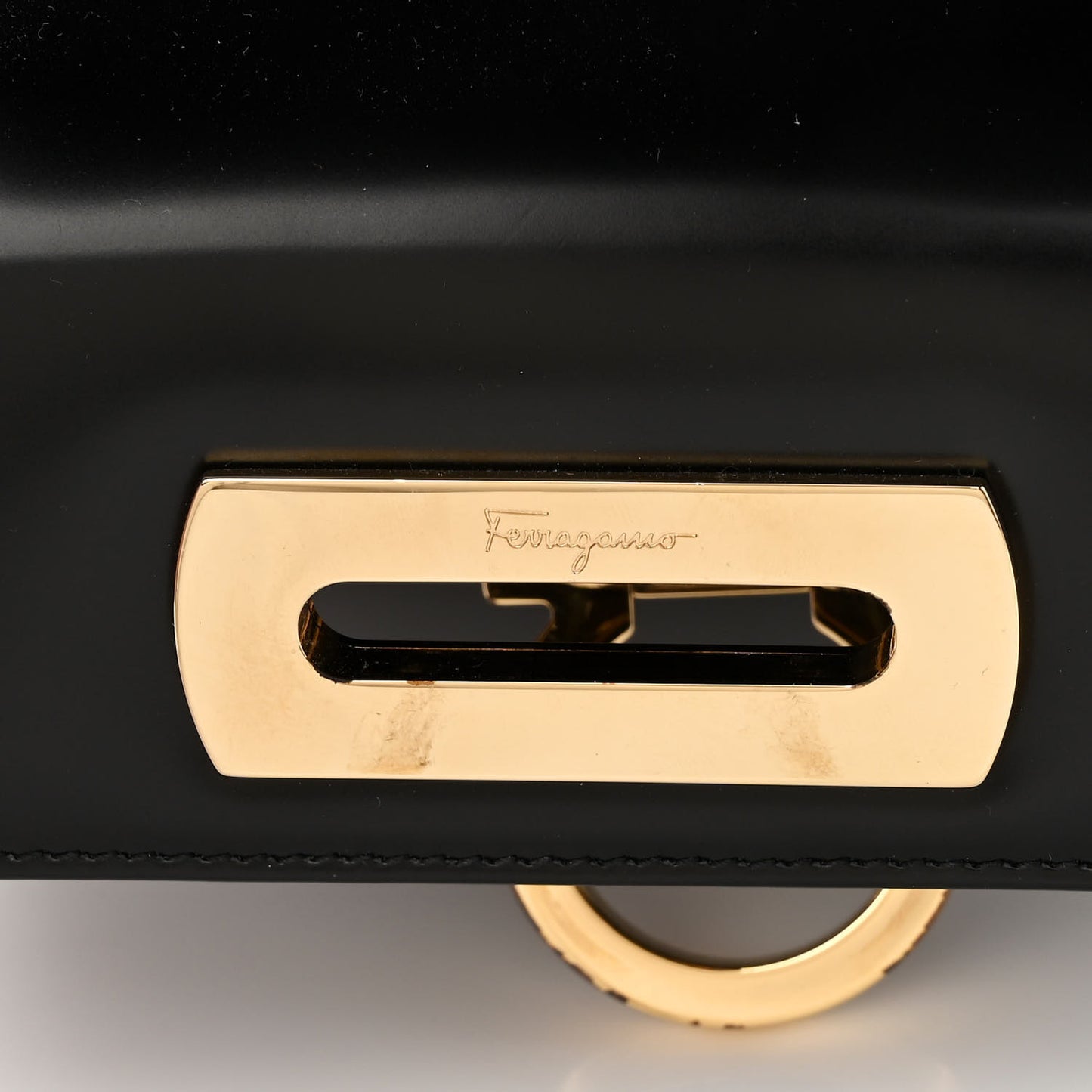 Brushed Off Calfskin Iconic Top Handle Bag Black