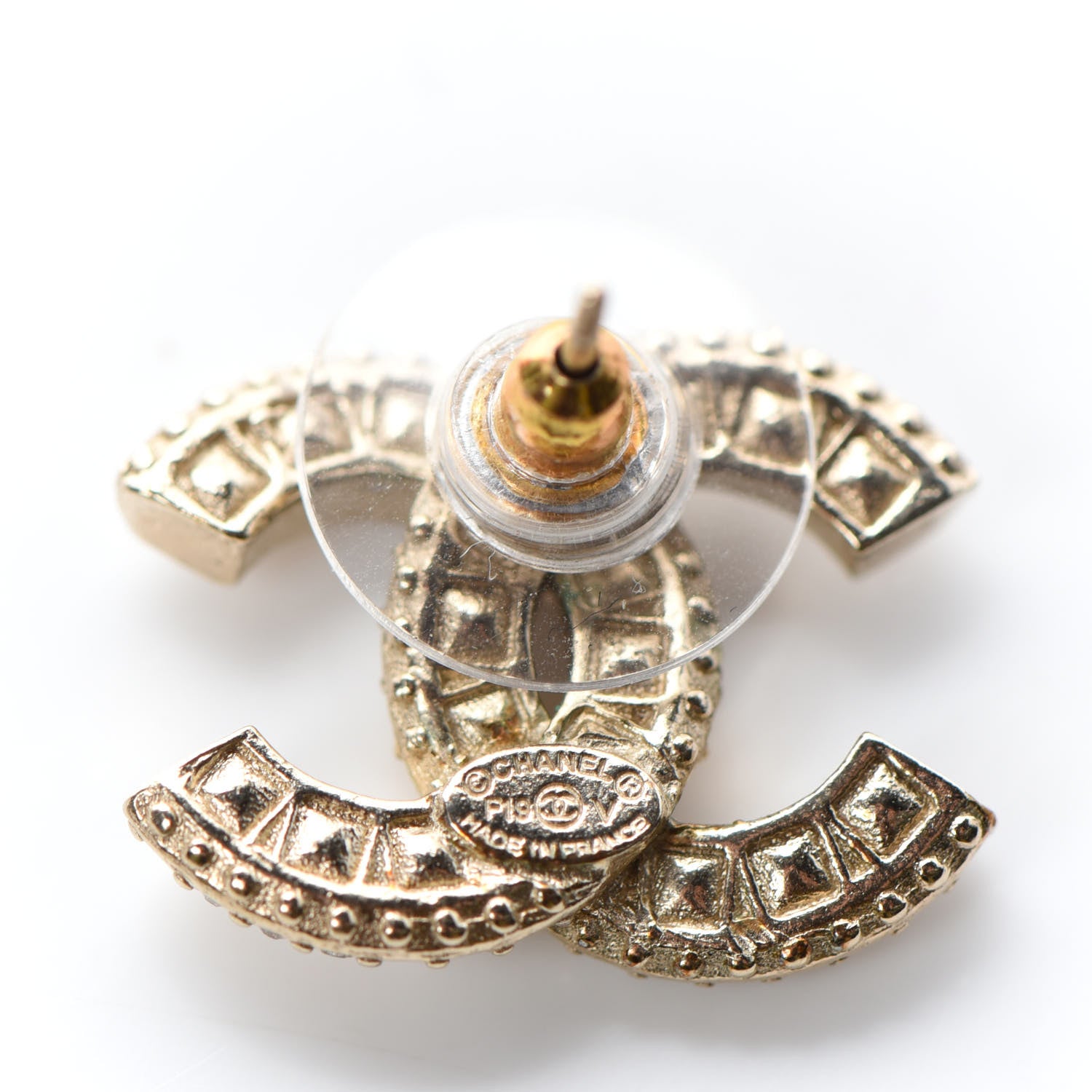 Chanel Crystal CC Earrings Gold 4 of 4